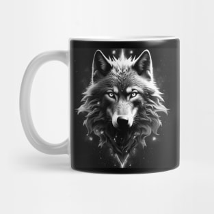 Black and White Cosmic Wolf Mug